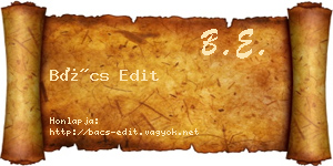 Bács Edit névjegykártya